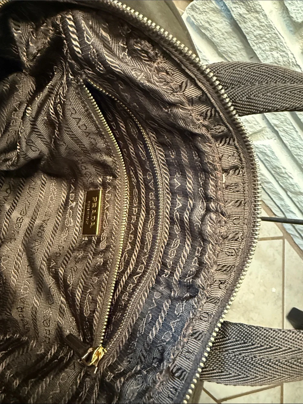 Prada  Nylon Satchel with Gold Hardware